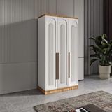 GuneyStore Flora 3 Kapaklı Atlantik Çam Beyaz Gardırop