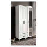 GuneyStore Gözde Aynalı 3 Kapaklı Komple Mdf Beyaz Gardırop