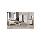 GuneyStore Komple Mdf Paris 6 Kapaklı Atlantik Çam-beyaz Yatak Odası Takımı (bazalı)