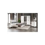 GuneyStore Komple Mdf Paris 6 Kapaklı Beyaz Yatak Odası Takımı Bazalı