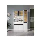 GuneyStore Lotus Midi Sağ Vitrinli Kahve Köşesi Komple MDF LED Mutfak Dolabı - Ücretsiz Montaj