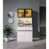 GuneyStore Lotus Mini Kahve Köşesi Komple Mdf LED Aydınlatmalı Mutfak Dolabı - Beyaz