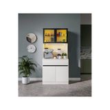GuneyStore Lotus Mini Kahve Köşesi Komple MDF LED Aydınlatmalı Mutfak Dolabı