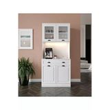 GuneyStore Luna 2 Kapaklı Kahve Köşesi – 93 cm MDF, LED Aydınlatmalı, Çok Amaçlı Mutfak ve Airfryer Dolabı