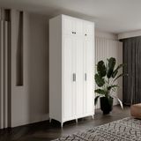 GuneyStore Milas 3 Kapaklı Komple MDF Ayaklı Yüklüklü Gardırop