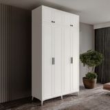 GuneyStore Milas 4 Kapaklı Komple MDF Ayaklı Yüklüklü Gardırop