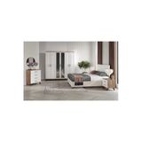 GuneyStore Montaj Komple Mdf Sport 6 Kapaklı Atlantik Çam-beyaz Yatak Odası Takımı (bazalı)