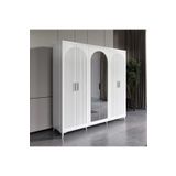 GuneyStore Oslo 6 Kapaklı Aynalı Komple MDF Beyaz Gardırop
