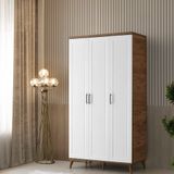 GuneyStore Paris 3 Kapaklı Komple Mdf Atlantik Çam Beyaz Gardırop