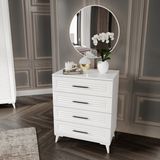 Guneystore Paris 4 Çekmeceli Aynalı Mdf Beyaz Şifonyer