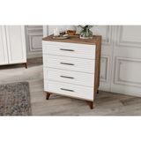 Guneystore Paris 4 Çekmeceli Komple Mdf Atlantik Çam Beyaz Şifonyer - Atlantik Çam - Beyaz