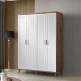 GuneyStore Paris 4 Kapaklı Komple Mdf Atlantik Çam Beyaz Gardırop