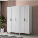GuneyStore Paris 5 Kapaklı Komple Mdf Beyaz Gardırop