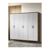 GuneyStore Paris 6 Kapaklı Komple MDF Atlantik Çam Beyaz Gardırop