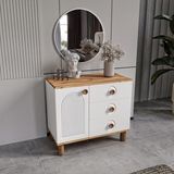Guneystore Rosa Komple Mdf Atlantik Çam - Beyaz Aynalı Şifonyer