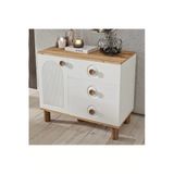 Guneystore Rosa Komple Mdf Atlantik Çam - Beyaz Şifonyer - Ücretsiz Montaj
