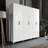 GuneyStore Safir 6 Kapaklı Komple MDF Beyaz Gardırop