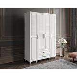 GuneyStore Sanat 4 Kapaklı Komple MDF Beyaz Gardırop