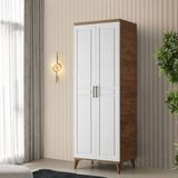 GuneyStore Sport 2 Kapaklı Komple Mdf Atlantik Çam Beyaz Gardırop