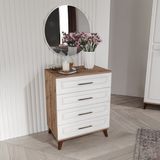Guneystore Sport 4 Çekmeceli Aynalı Mdf Atlantik Çam - Beyaz Şifonyer
