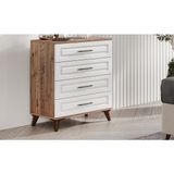 Guneystore Sport 4 Çekmeceli Komple Mdf Atlantik Çam Beyaz Şifonyer - Atlantik Çam - Beyaz