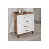 Guneystore Sport 4 Çekmeceli Komple Mdf Atlantik Çam Beyaz Şifonyer - Ücretsiz Montaj