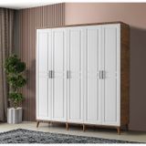 GuneyStore Sport 5 Kapaklı Komple Mdf Atlantik Çam Beyaz Gardırop