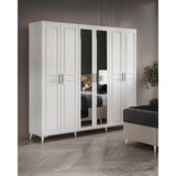 GuneyStore Sport 6 Kapaklı Aynalı Beyaz Gardırop