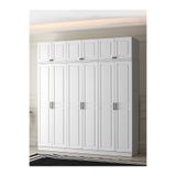 GuneyStore Sport Komple MDF 6 Kapaklı Yüklüklü Beyaz Gardırop