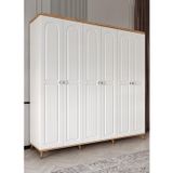 GuneyStore Ücretsiz Montaj - %100 MDF Bohem 6 Kapaklı Atlantik Çam Gardırop - MDF Dolap - Elbise Dolabı