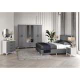 GuneyStore Ücretsiz Montaj - %100 MDF - Gözde Komple Mdf Antrasit-Beyaz Yatak Odası Takımı - Antrasit - Beyaz