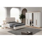 GuneyStore Ücretsiz Montaj - 100% MDF Rosa 6 Kapaklı Yatak Odası Takımı - MDF Dolap - Elbise Dolabı - Atlantik Çam - Beyaz