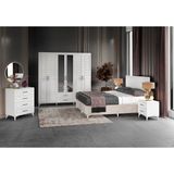 GuneyStore Ücretsiz Montaj - %100 MDF Sanat 6 Kapaklı Komple Mdf Beyaz Yatak Odası Takımı
