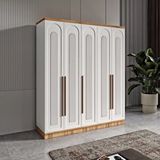 GuneyStore Ücretsiz Montaj Flora 5 Kapaklı Komple Mdf Gardırop - Elbise Dolabı Beyaz / Atlantik Çam