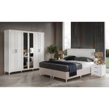 GuneyStore Ücretsiz Montaj Komple Mdf Sport 6 Kapaklı Beyaz Yatak Odası Takımı Baza Dahil