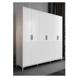 GuneyStore Zarif 6 Kapaklı Komple MDF Beyaz Gardırop