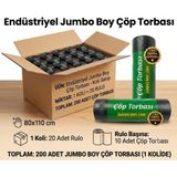 Günflex Endüstriyel Jumbo Boy Siyah Çöp Torbası, 20 Paket (Toplam 200 Adet Poşet), – 80X110 Cm, 300 Gr, Dayanıklı - 80 x 110 cm