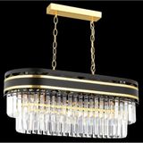 Gunkes 1017-70X30 -Kristal Cam Taşlı 70X30 Cm Siyah Yaldız 6'lı Yemek Masası Üstü Lüks Avize
