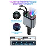gunkes 66W ACL Led Işık Tavan Aydınlatmalı 4IN1 Çift Kablolu Hızlı Şarj 3.4A Araç İçi Çakmaklık Şarj Aleti