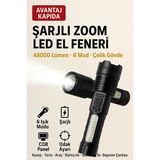 Gunkes Çakarlı Polis Feneri Uzun Menzil 48000 Lümen 500 Metre Menzilli Usb-Typce Şarzlı Zoom Özellikli Süper Güçlü El Feneri