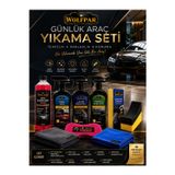 GÜNLÜK ARAÇ YIKAMA SETİ(OTO ŞAMPUANI +HIZLI CİLA+LASTİK PARLATICI+TORPİDO PARLATICI+PARLATICI SÜNGER+LASTİK SÜNGERİ+YIKAMA SÜNGERİ+MİKROFİBER KURULAMA BEZİ+MİKROFİBER CAM BEZİ)