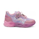Günlük Cırtlı Kız Çocuk Spor Ayakkabı Renkli Simli Hafif Taban Süs Detay Lastik Bağcık Sneaker 4010 (Pembe-Lila)