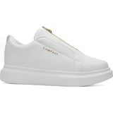 Günlük Erkek Casual Lastikli Kalın Yüksek Topuklu Desenli Taban Oval Burun Sneaker Spor Ayakkabı 111 - Beyaz