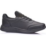 Günlük Erkek Yetişkin Sneaker Büyük Numara Spor Ayakkabı Lastik Bağcıklı Rahat Esnek 110C - Siyah - Siyah