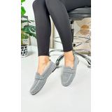 Günlük Kadın Loafer Peluş Astarlı Oval Burunlu Alçak Desenli Tabanlı Ayakkabı 375