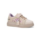 Günlük Kız Çocuk Bej Sneaker Püskül Detay Oval Simli Burun Lastik Bağcık Cırtlı Spor Ayakkabı 3740