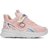 Günlük Kız Çocuk Sneaker Lastik Bağcıklı Hologram Cırtlı Hafif Hello Kitty Ayakkabı 1907 - Pudra - Beyaz