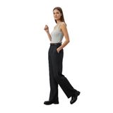 Günlük Moda Kadın Lacivert Çizgili Palazzo Pantolon, Kemerli, Geniş Paça (M)