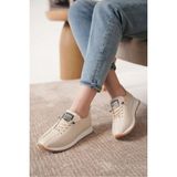 Günlük Ortopedik Comfort Yumuşak Kadın Sneaker Spor Ayakkabı - Bej