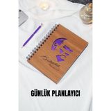 Günlük Planlama Defteri-Mustafa Kemal Atatürk Ahşap Kapak Plan Defteri - Süresiz Ajanda (Ceviz) A5